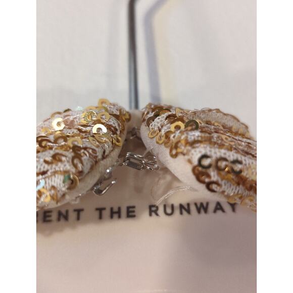 NWT Mac Duggal Sz 14 Sequined Halter Neck Belted Soft Tie Gown Champagne - Picture 4 of 7